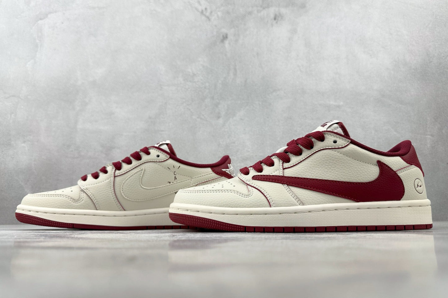 Tênis Nike Jordan 1 Low x Travis Scott x Fragment - Burgundy Wine