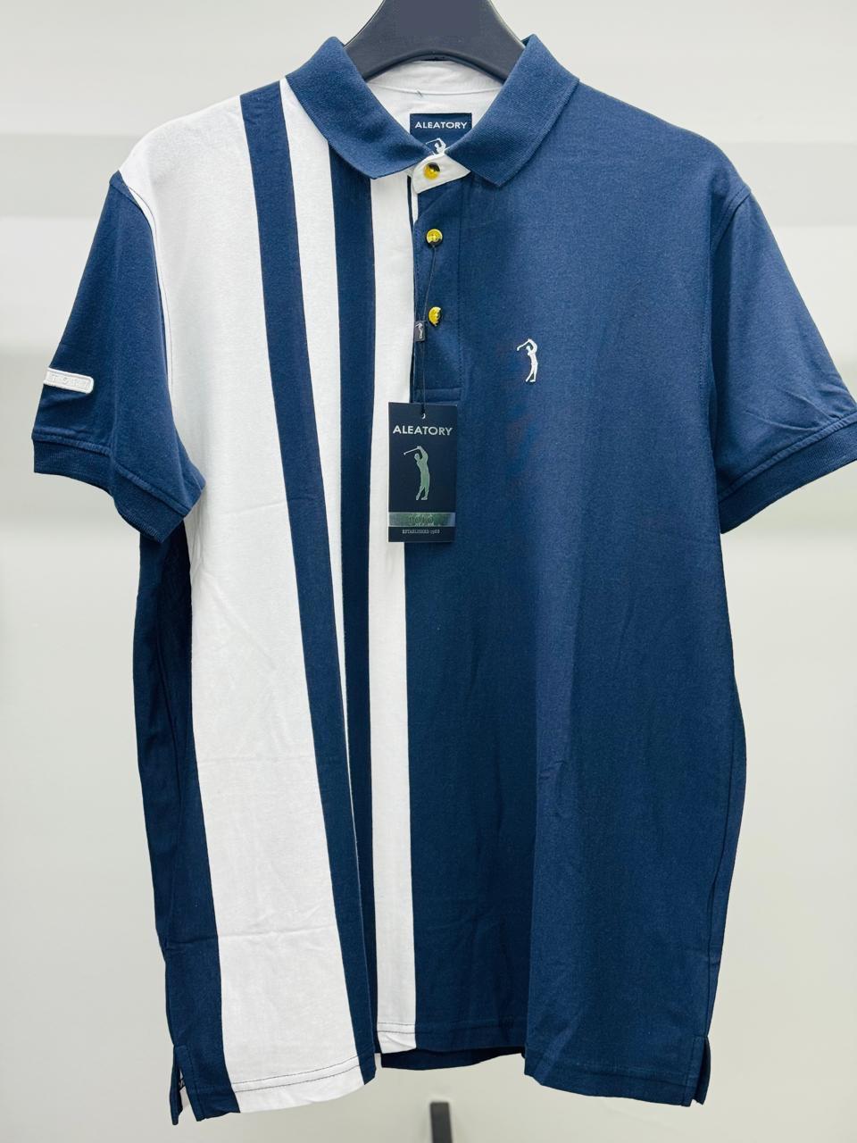 Polo Aleatory Original Listrada - Azul Marinho E Branca