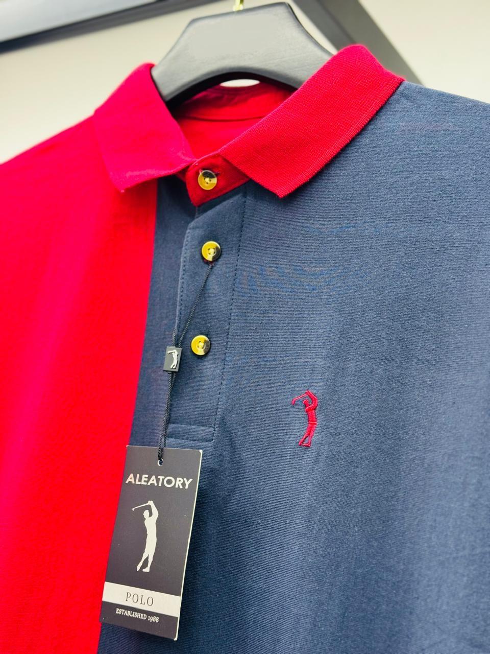 Camisa Polo Aleatory Listrada Defend - Vermelho e Azul