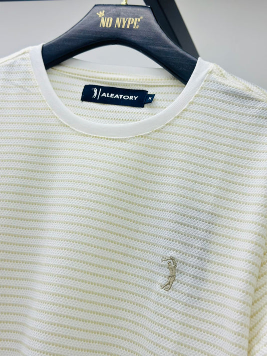 Camiseta Listrada Aleatory Ridley - Branca