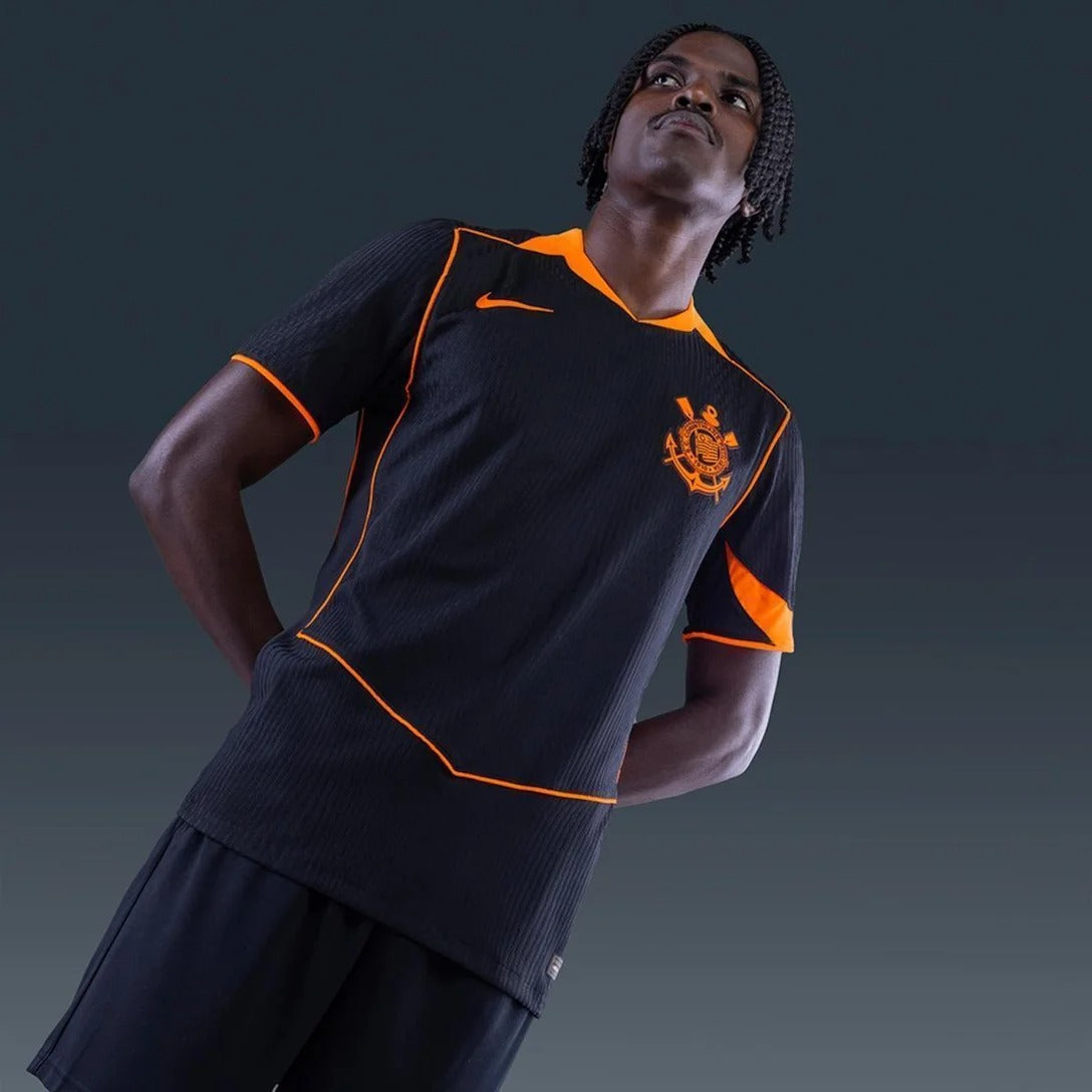 Camisa Corinthians 25/26 - Modelo Torcedor - Preto e Laranja