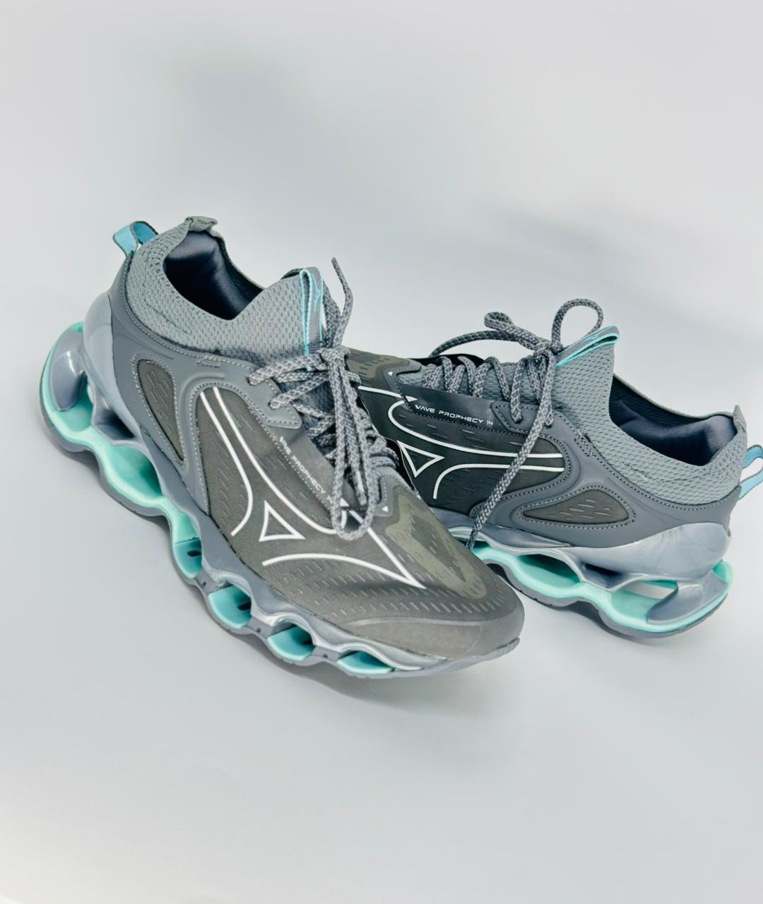 Tênis Mizuno Wave Prophecy 14 - Cinza e Azul Claro