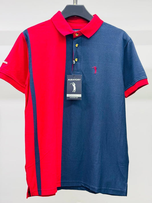 Camisa Polo Aleatory Listrada Defend - Vermelho e Azul
