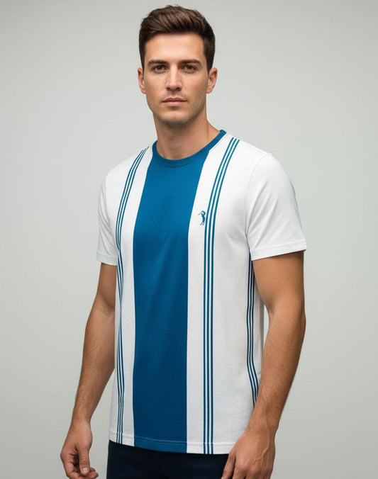 Camiseta Aleatory Original Listrada - Azul e Branco