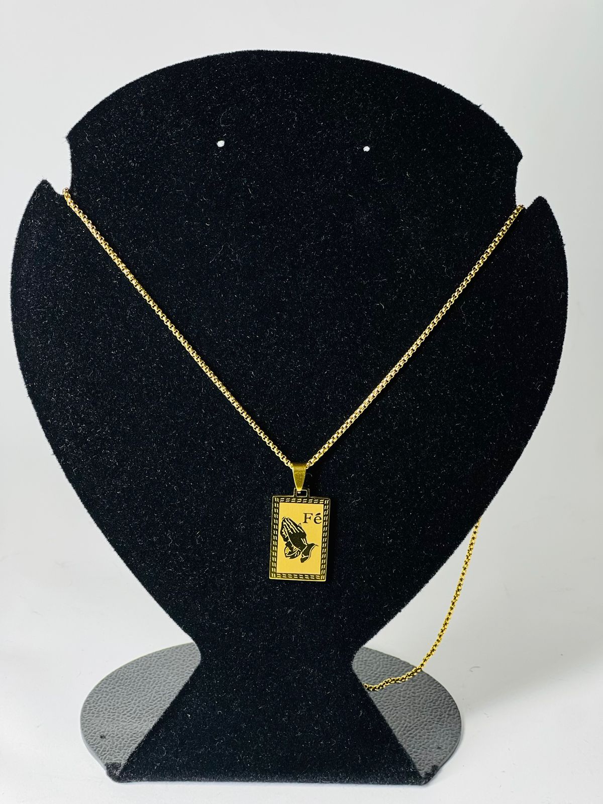 Corrente Cadeado Duplo  - Banhada ouro 18k - Fé