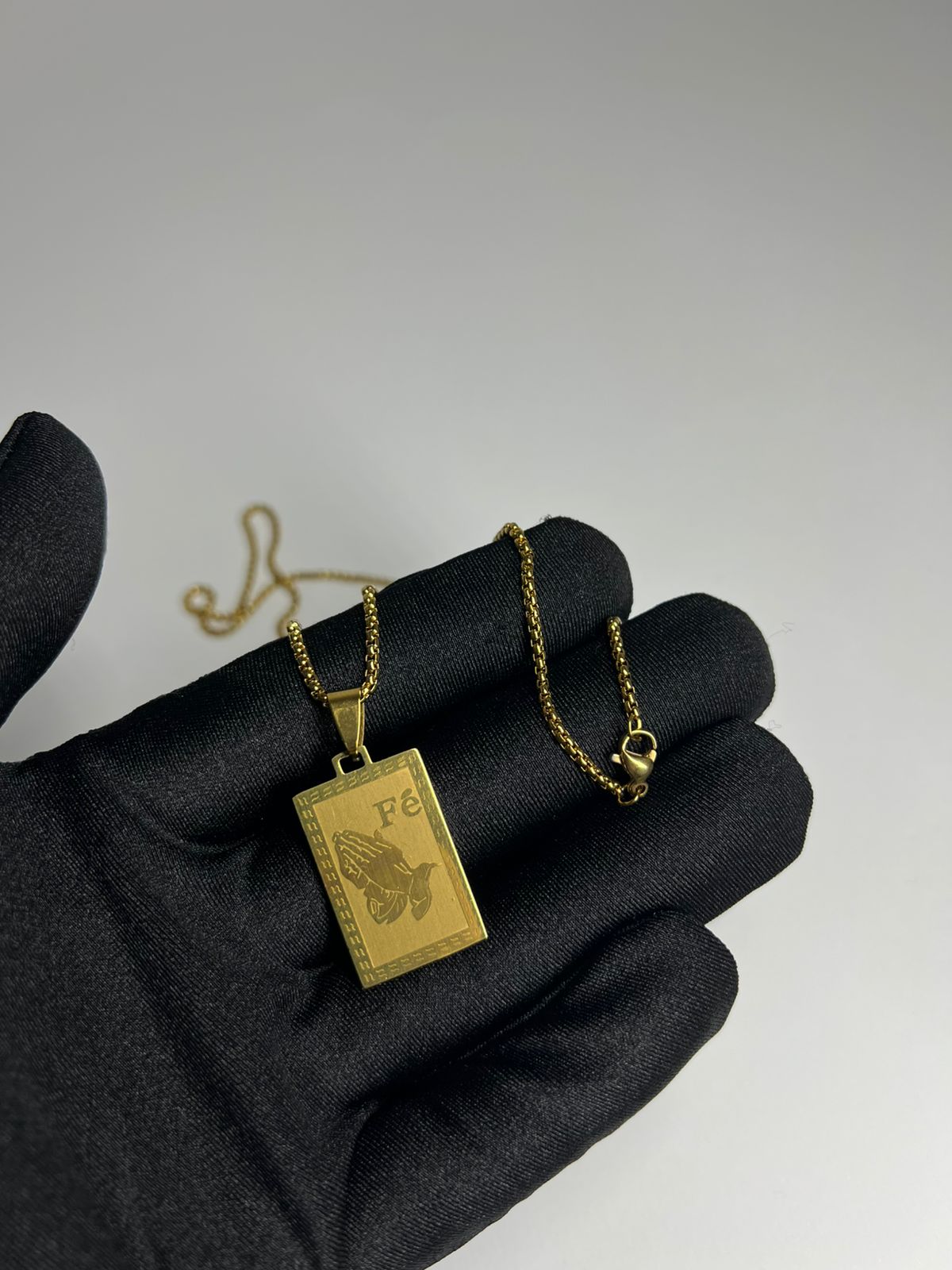 Corrente Cadeado Duplo  - Banhada ouro 18k - Fé