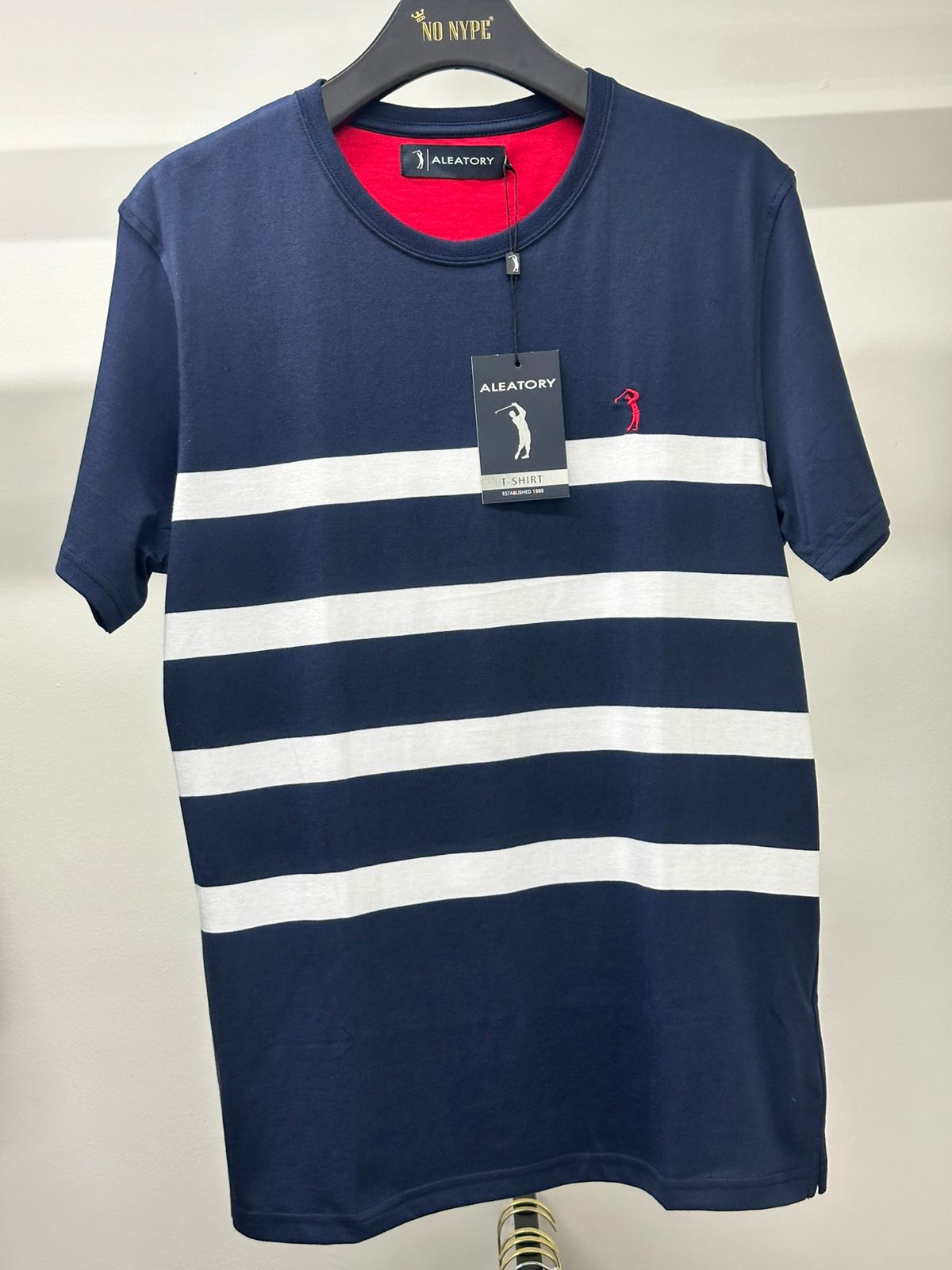 Camiseta Listrada Aleatory Stewart  - Azul marinho