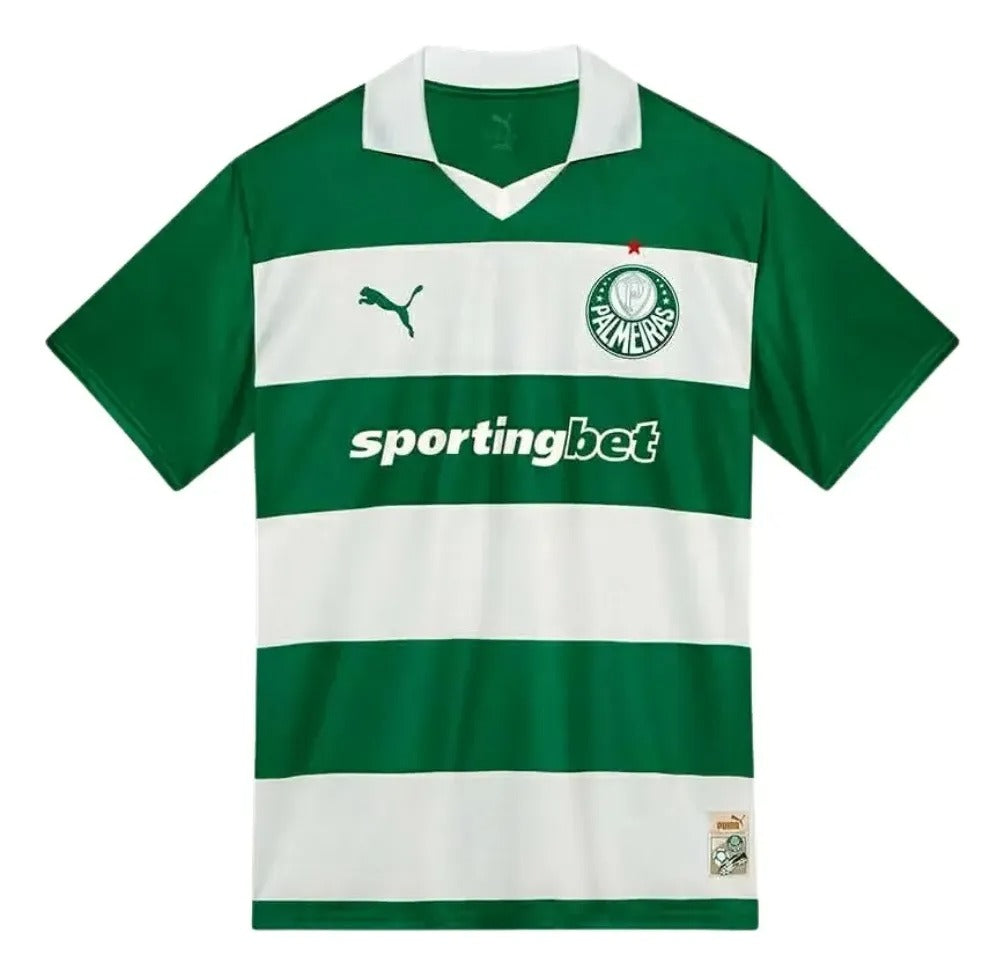 Camisa Palmeiras Listrada Avanti 25/26 – Modelo Torcedor - Verde e Branco