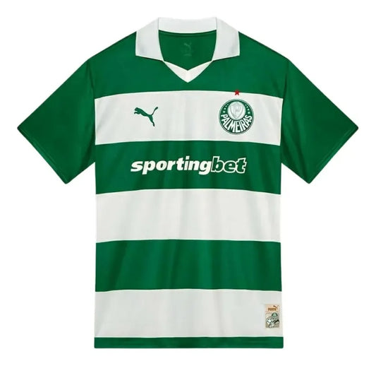 Camisa Palmeiras Listrada Avanti 25/26 – Modelo Torcedor - Verde e Branco