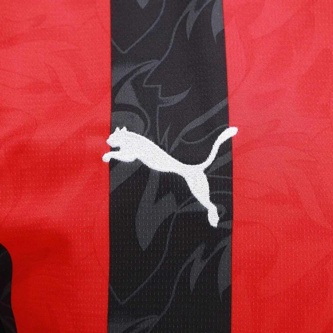 Camisa Milan Oficial Away 25/26 - Modelo Torcedor - Preto e Vermelho