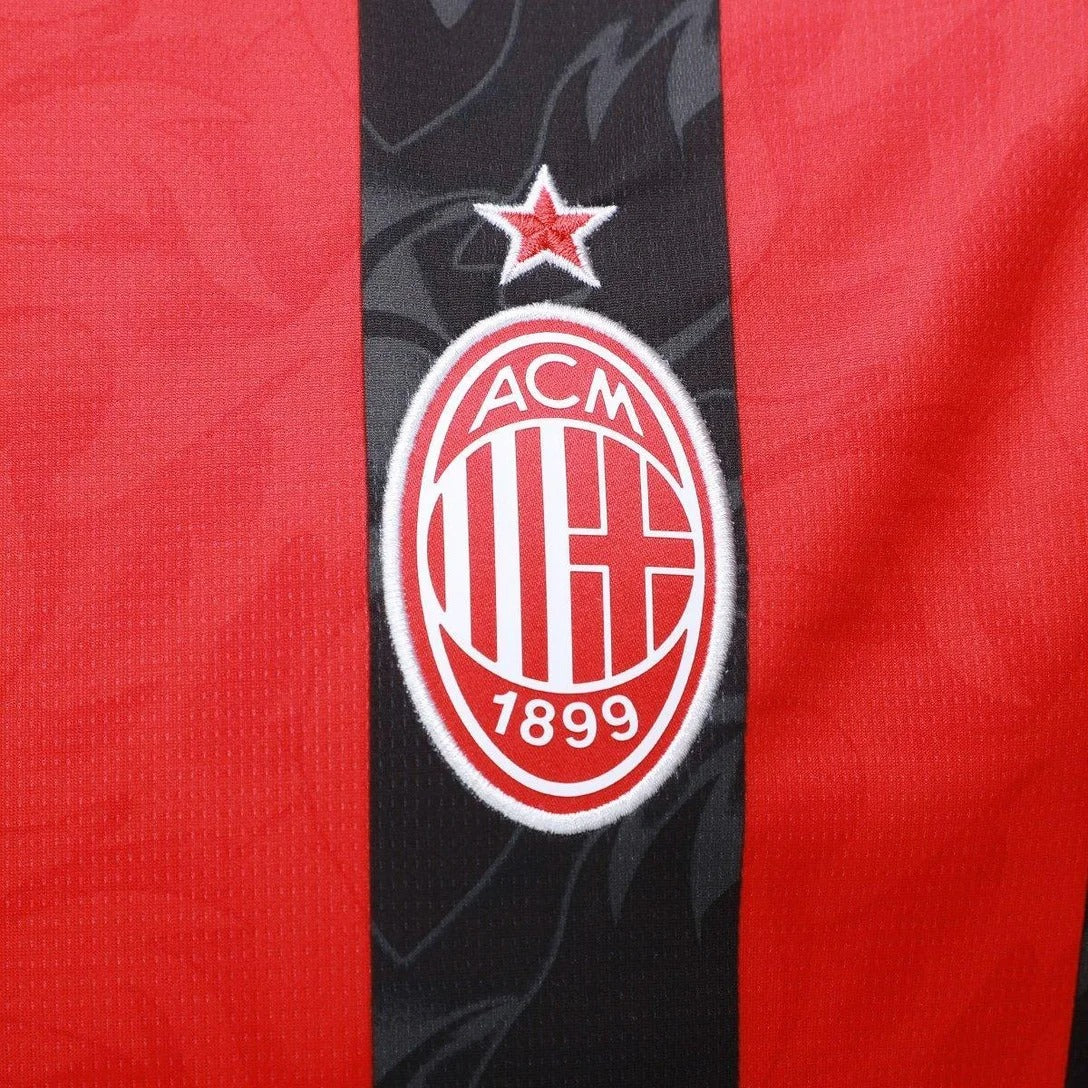Camisa Milan Oficial Away 25/26 - Modelo Torcedor - Preto e Vermelho