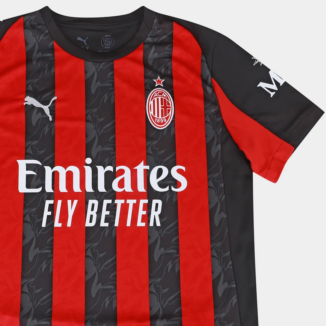 Camisa Milan Oficial Away 25/26 - Modelo Torcedor - Preto e Vermelho