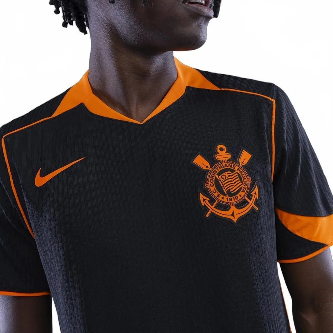 Camisa Corinthians 25/26 - Modelo Torcedor - Preto e Laranja