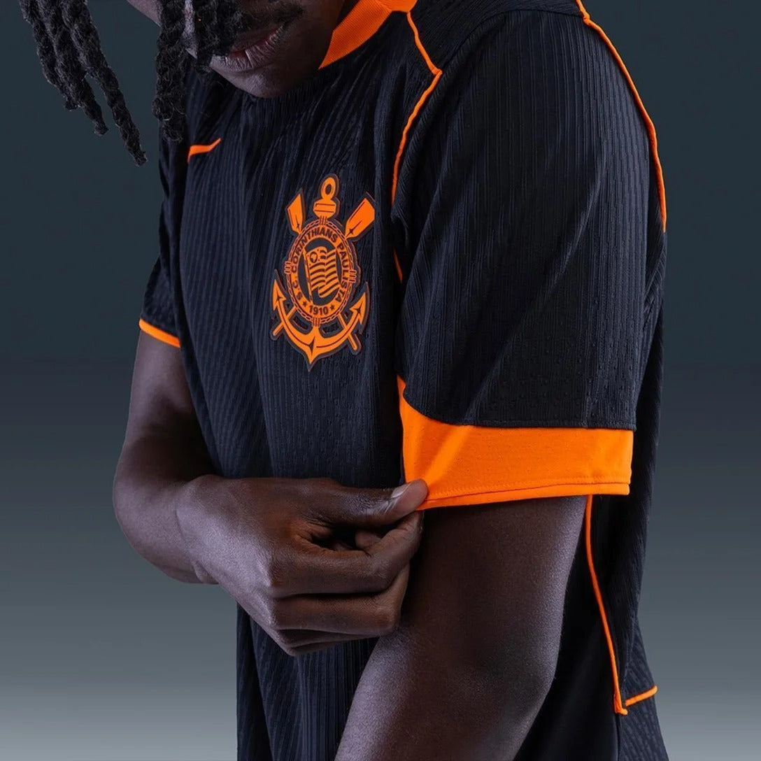 Camisa Corinthians 25/26 - Modelo Torcedor - Preto e Laranja