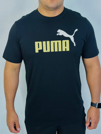Camiseta PUMA Logo Dourado - Preta